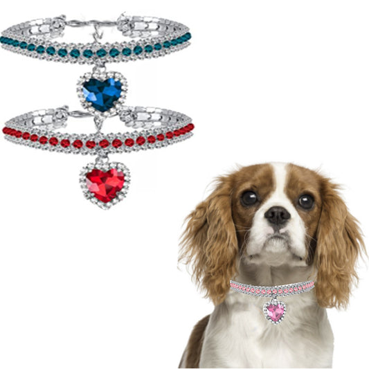 Rhinestone Heart Pet Collar