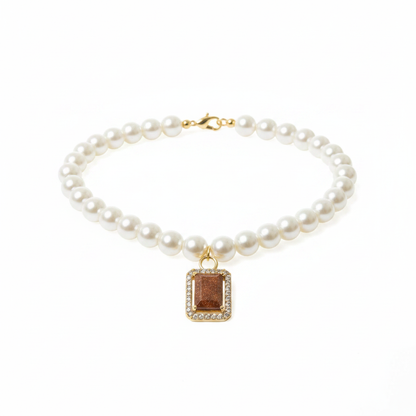 Gem Charm Pet Pearl Necklace
