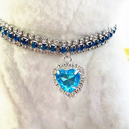 Rhinestone Heart Pet Collar