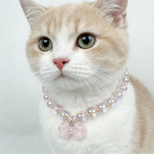 Bow Charm Pet Beaded Necklace