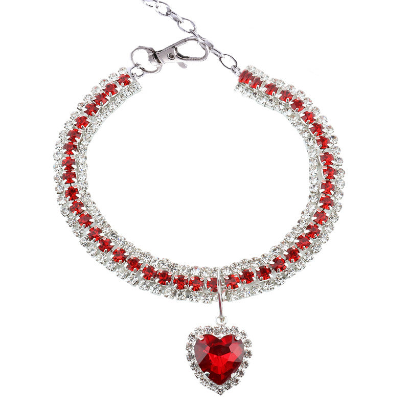 Rhinestone Heart Pet Collar