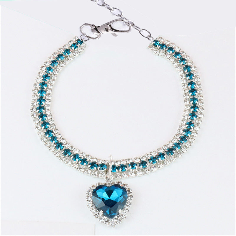 Rhinestone Heart Pet Collar