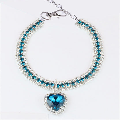 Rhinestone Heart Pet Collar
