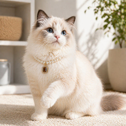 Gem Charm Pet Pearl Necklace