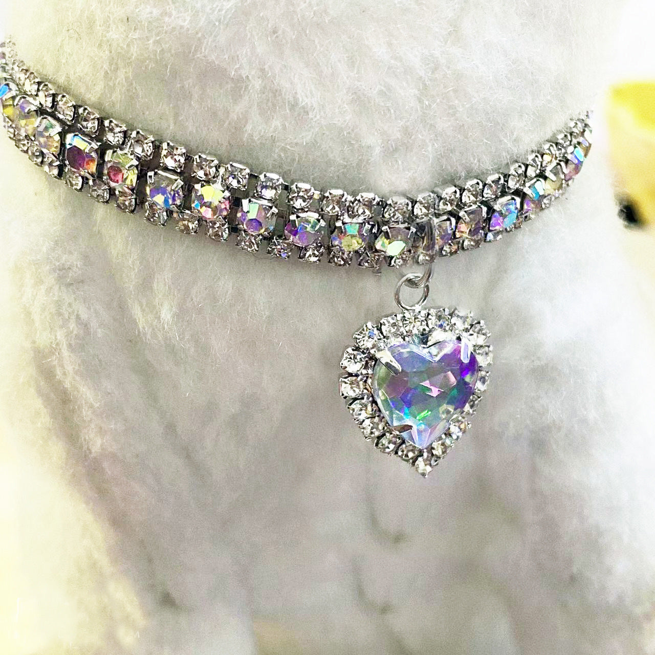 Rhinestone Heart Pet Collar