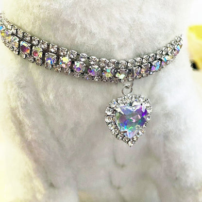 Rhinestone Heart Pet Collar