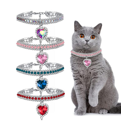 Rhinestone Heart Pet Collar