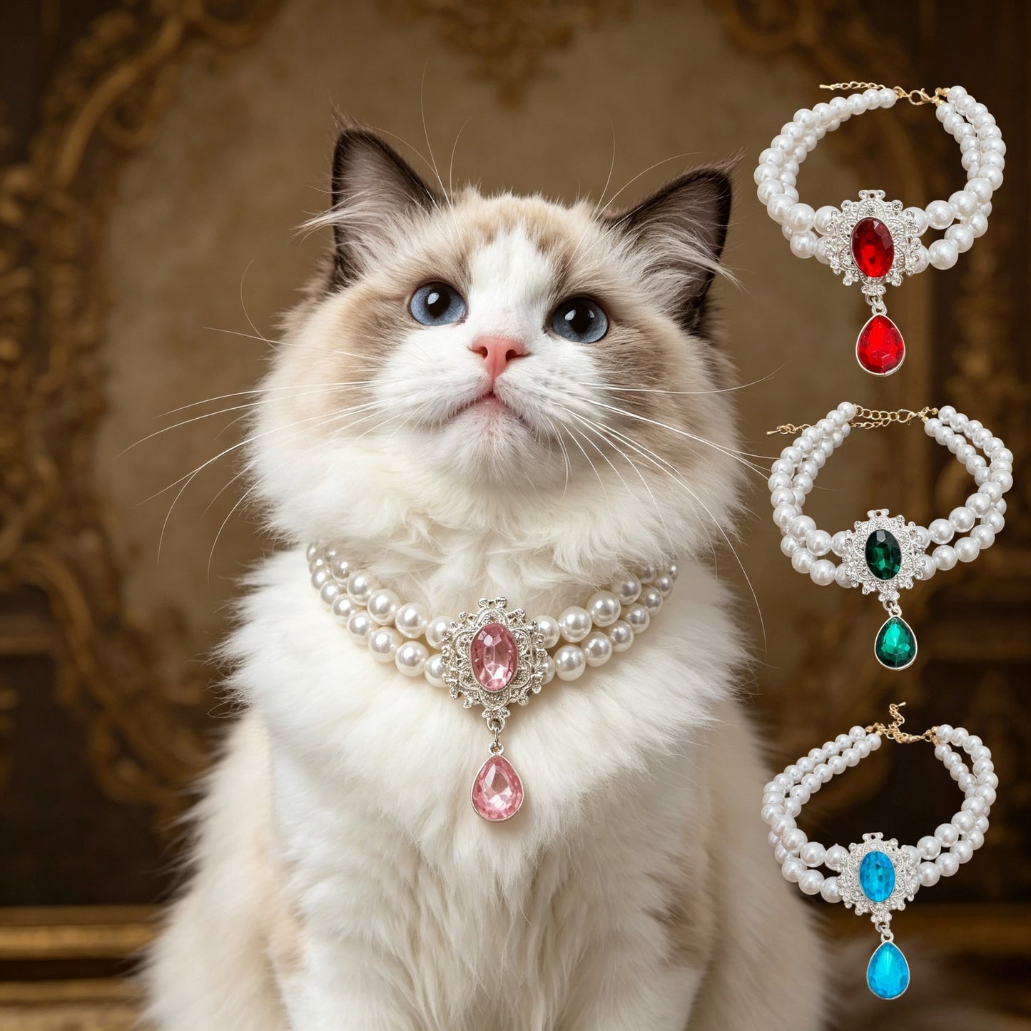 Teardrop Pet Pearl Collar
