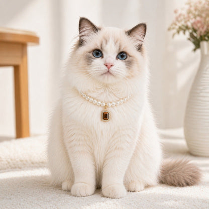 Gem Charm Pet Pearl Necklace