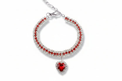 Rhinestone Heart Pet Collar